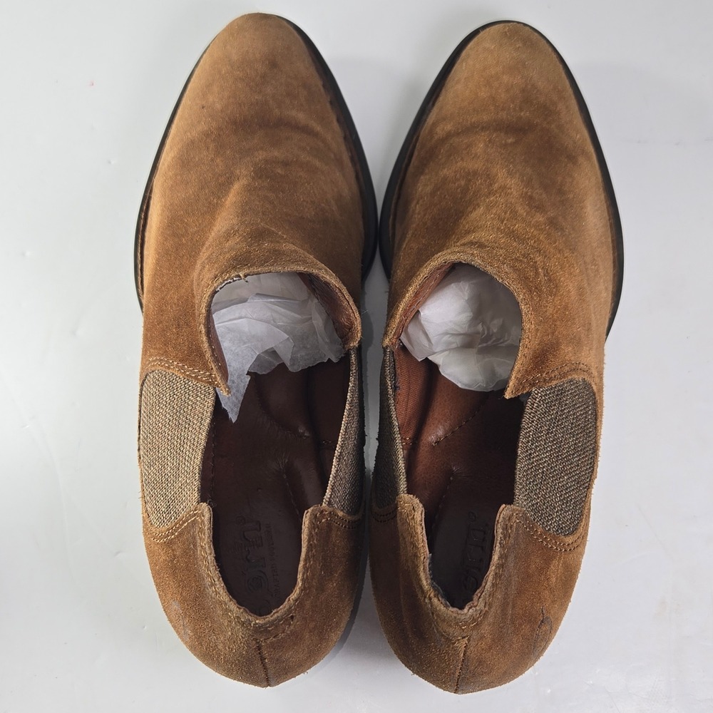 Born Brown Suede Pointed Toe Chelsea Booties Block Heel Ankle Boots Women US 8 - Picture 3 of 9
